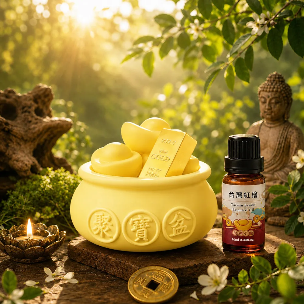 【財神小舖】聚寶盆-精油擴香組 天然純精油 開運 招財 淨化空間（聚寶盆擴香石*1+精油*1）