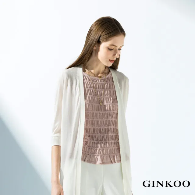 【GINKOO 俊克】抽皺荷葉擺針織上衣(女裝)