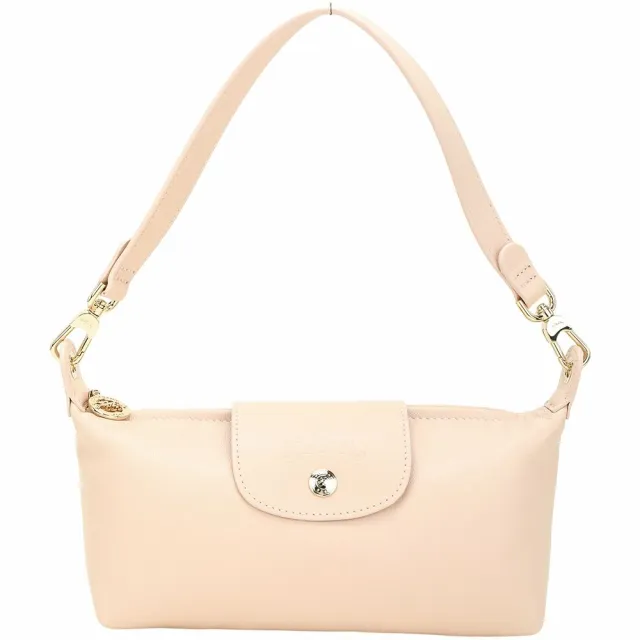 【LONGCHAMP】Le Pliage Xtra S 奔馬烙印壓紋羊皮手提 肩背包(奶油粉)