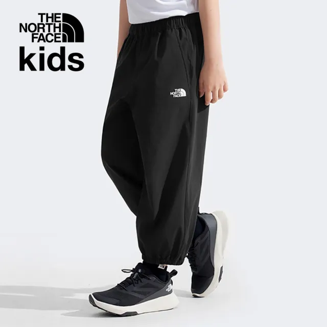 【The North Face】北面兒童黑色UPF防曬戶外徒步長褲|8C0RJK3(抗UV/涼感科技)