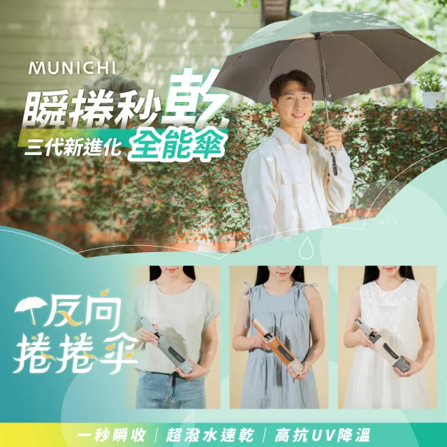 【MUNICHI 沐尼黑】反向捲捲傘/摺疊傘/摺疊傘/輕量傘/陽傘/晴雨兩用傘/梅雨/防潑水 MR.CITYRAIN