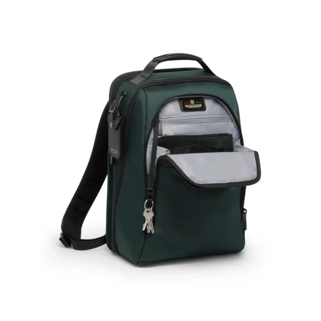 【TUMI】Alpha 中型 15 吋筆電可擴展彈道尼龍後背包 - 深松