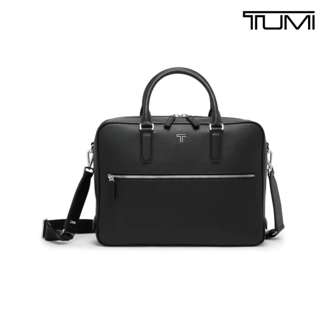 【TUMI】Turin Leonzo 中型商務義大利皮革公事包 - 黑