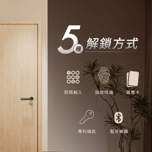 【chatlock】日本製頂級五合一指紋室內電子門鎖 H10 - 經典黑