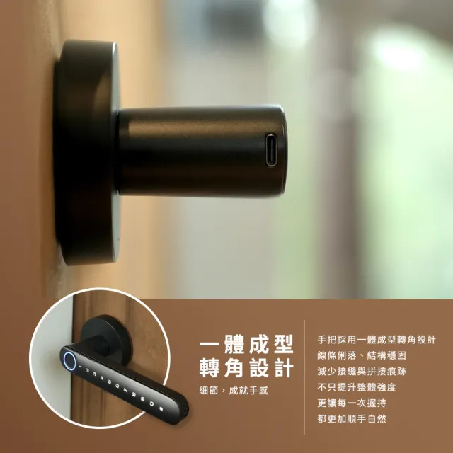 【chatlock】日本製頂級五合一指紋室內電子門鎖 H10 - 經典黑