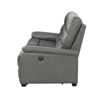 【NITORI 宜得利家居】◎半皮3人用電動可躺式沙發 N-BELIEVA ROYAL GY (電動沙發 三人沙發 皮沙發)
