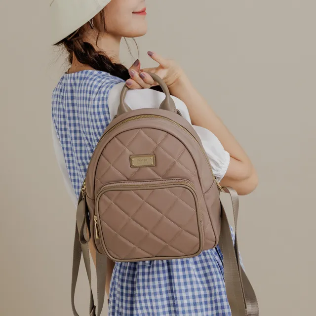【FOCUS】雙11 菱格輕量防潑水真皮包包 拼接尼龍包/手提/後背包(防水包 F7330/3色可選)