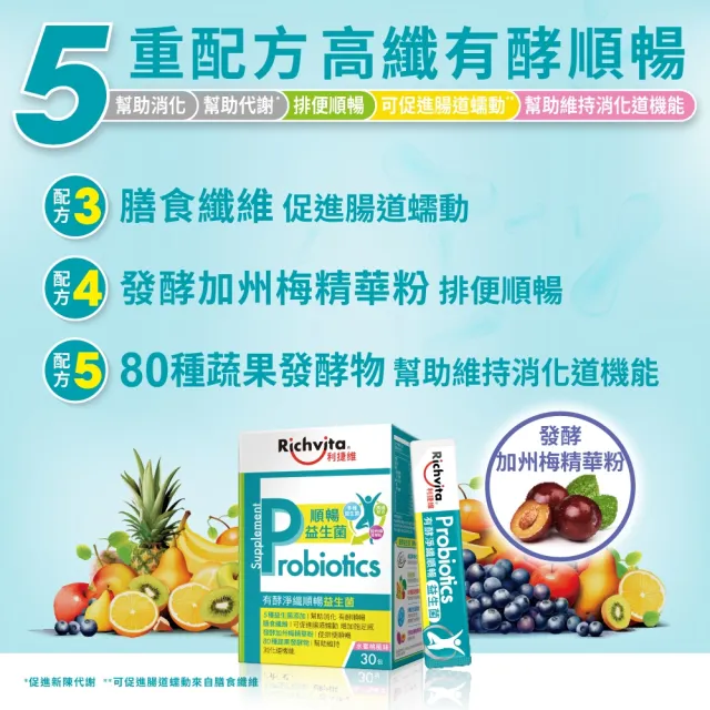 【利捷維】有酵淨纖順暢益生菌2盒組(共60包 陳傑憲代言)