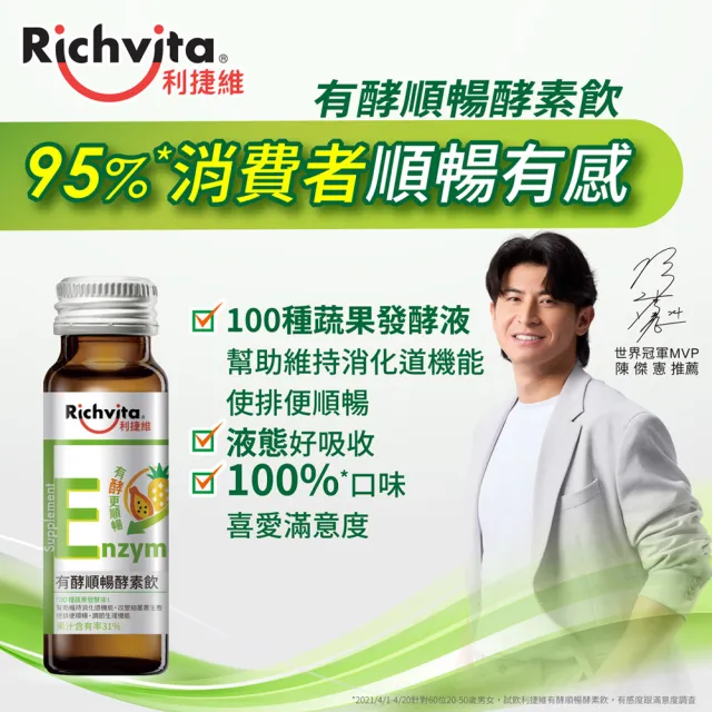 【利捷維】有酵順暢酵素飲8入組(陳傑憲 梁家瑋營養師代言-蔬果酵素 排便順暢)