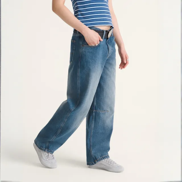 【VANS】官方旗艦 Check 5 Barrel 女款水洗藍色牛仔長褲