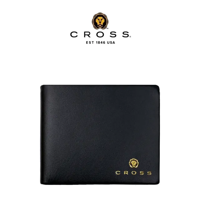 【CROSS】限量2折 頂級小牛皮4卡1零錢袋短夾皮夾 洛非諾系列 全新專櫃展示品(黑色 送禮盒提袋)