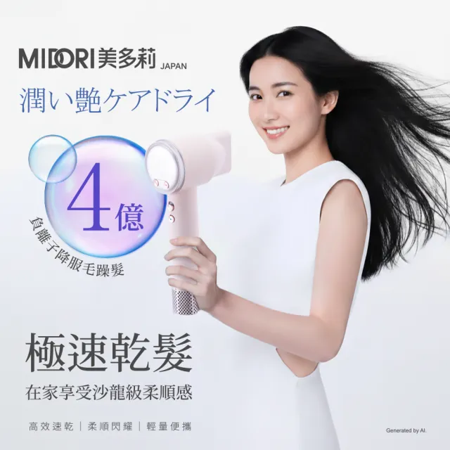 【MIDORI 美多莉】Hypersonic高速負離子水漾吹風機-粉色(MDR-142)