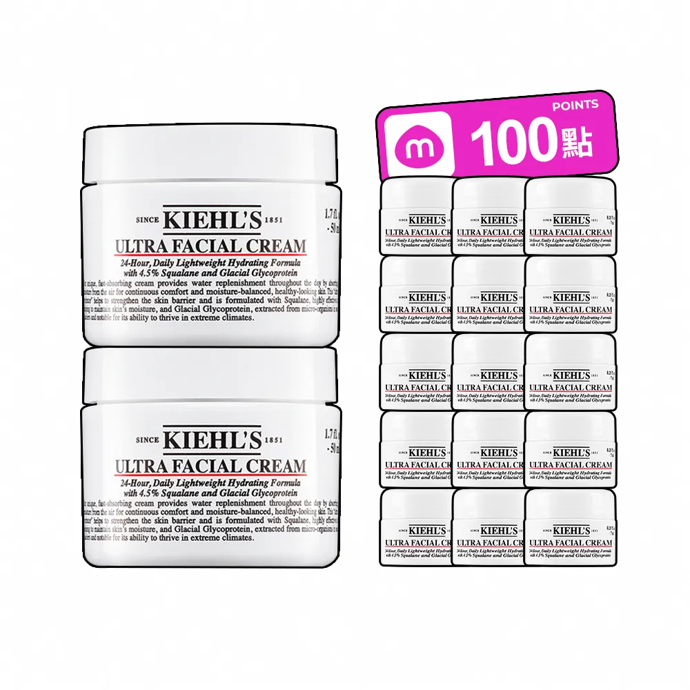 【Kiehl’s 契爾氏】官方直營 冰河醣蛋白舒敏修護保濕霜50ml雙入組(Kiehl’s)