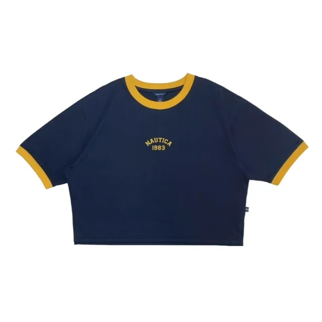 【NAUTICA】1983 刺繡LOGO 撞色 經典滾邊 美式短版 短袖上衣 短T