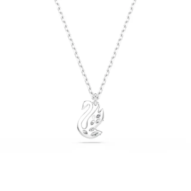 【SWAROVSKI 施華洛世奇】官方直營 Swan 天鵝鏈墜 混合式切割 鍍白金色 | 5754347 新品