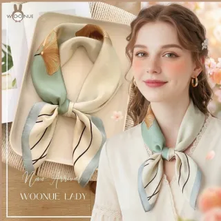 【WOONUE】多款春時尚歐美70cm貴婦高級絲緞絲綢質感小領巾方巾絲巾圍巾頭巾(母親老婆女友閨蜜情人節禮物)