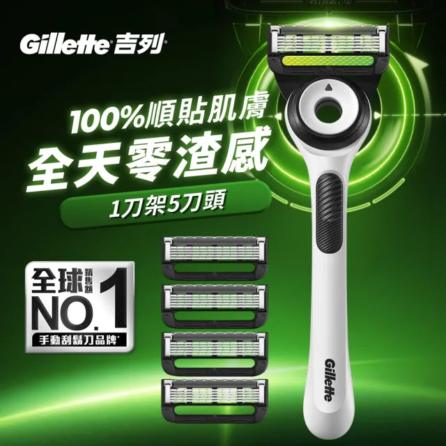 【Gillette 吉列】★新上市陳傑憲推薦★Labs 極光系列刮鬍刀 極光白(1刀架5刀頭)