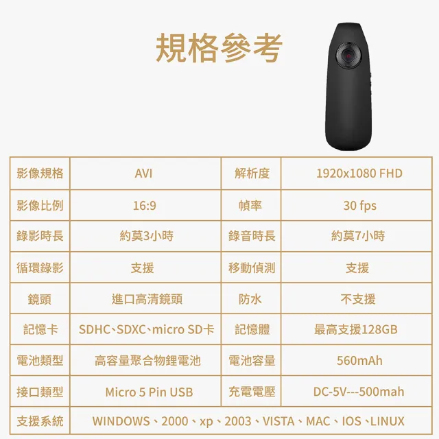【JINPEI 錦沛】FULL HD 1080P 磁吸式 密錄器 微型攝影機  可錄音錄影(JS-04B)