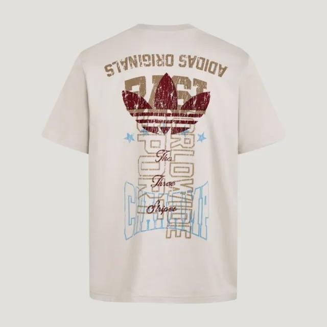 【adidas 愛迪達】Trefoil Tee 男 T恤 運動上衣 休閒短袖 灰白 亞版 純棉 印花(LE7354)