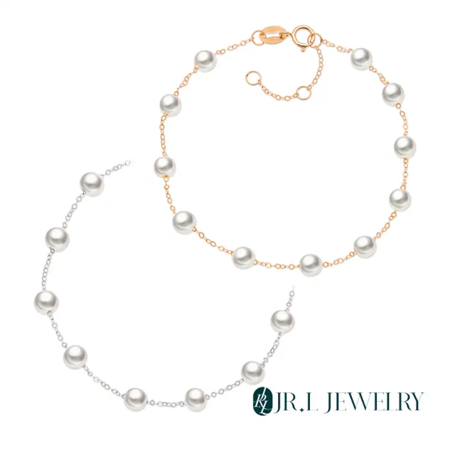 【JR.L JEWELRY】天然珍珠 映月之環18K金珍珠手鍊(約3-3.5MM)