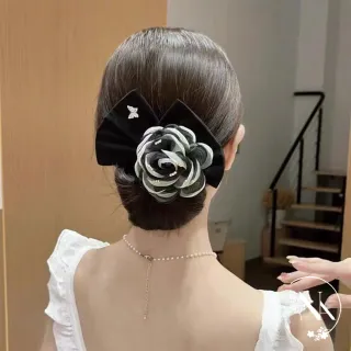 【NANA】娜娜 絹紗大花朵布藝盤髮扭扭夾 N111080910(花朵 布藝 扭扭夾)
