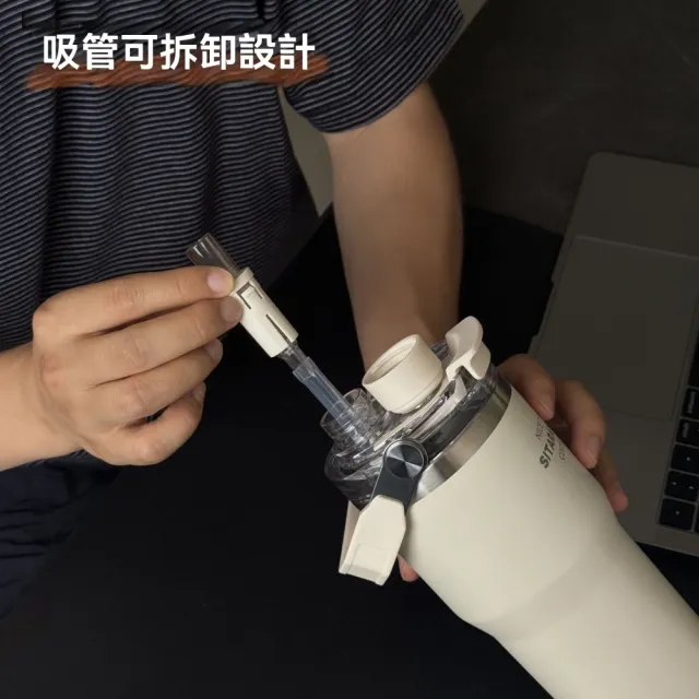 【H&R 安室家】買一送一 SITARAYURI磁吸蓋附吸管可手提304不鏽鋼保溫杯900ml(H16)