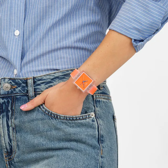 【SWATCH】WHAT IF...SEE THRU ORANGE? 經典手錶/男錶/女錶/瑞士製造 SO38K704 (42mm)