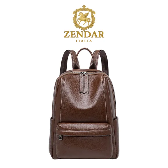 【ZENDAR】台灣總代理 限量1折 頂級超柔軟小牛皮後背包 索倫系列 全新專櫃展示品(咖啡色)