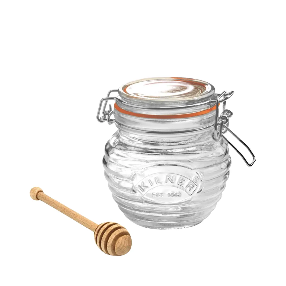 【KILNER】英國品牌蜂蜜玻璃密封罐附蜂蜜勺-400ml(保鮮罐/玻璃罐)