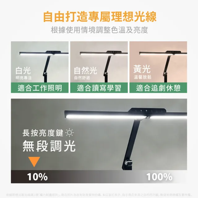 【DanceLight 舞光】Eye Health 18W 全光譜護眼檯燈 三軸可調式 桌夾兩用(80公分大面積燈罩) D-DLEH18-BK