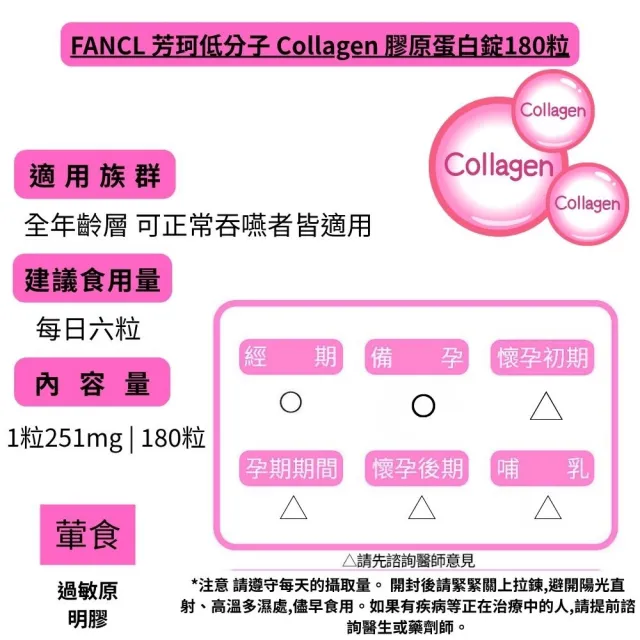 【FANCL 芳珂】低分子 Collagen 膠原蛋白錠180粒(30日份/包)