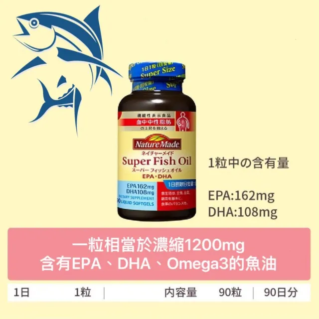 【NatureMade 萊萃美】日版大塚製藥 全方位超級魚油X3(90粒/瓶)