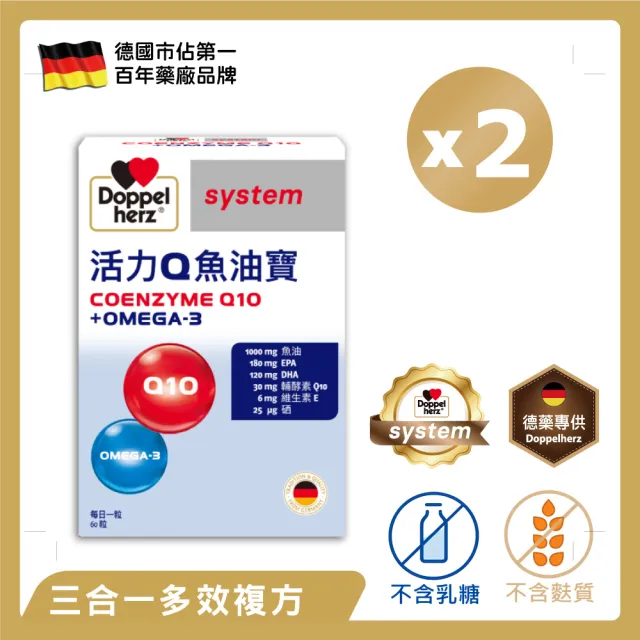 【Doppelherz 德之寶】活力Q10魚油寶60粒x2盒(德國雙心)