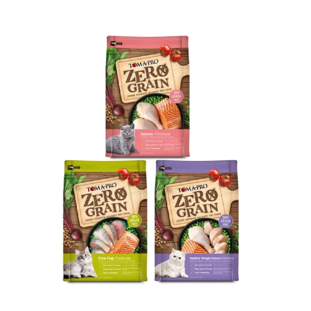 【TOMA-PRO 優格】零穀系列貓飼料-0%零穀2.5磅-5種魚/室內貓/鮭魚三款任選(全齡貓 成貓 老貓 幼貓)