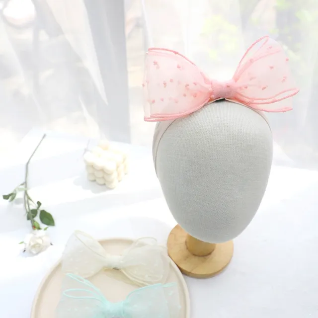 【橘魔法】點點紗質蝴蝶結鬆緊髮帶 女童 兒童 童裝 花童 髮飾 禮服 全家福 攝影 髮圈