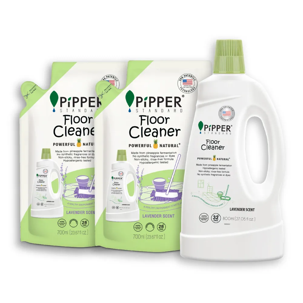 【PiPPER STANDARD 沛柏】鳳梨酵素地板清潔劑1+2組(瓶800mlx1+補充包700mlx2)