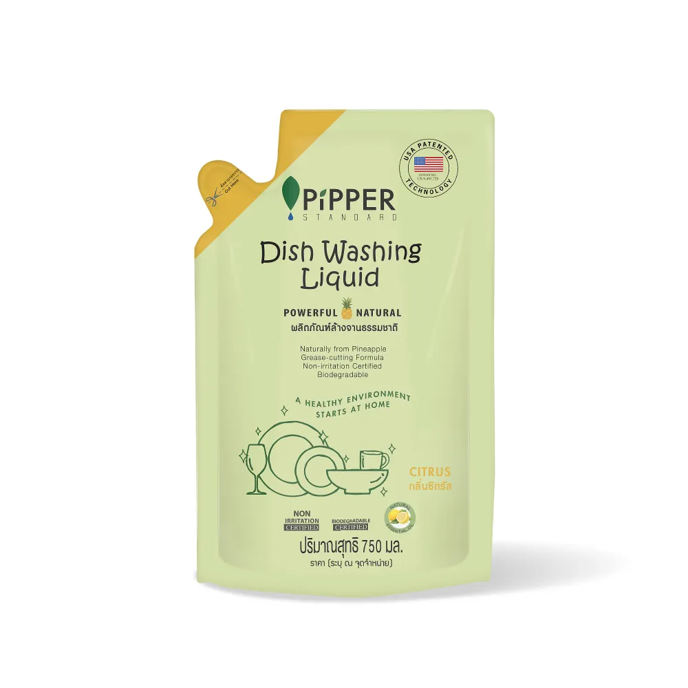 【PiPPER STANDARD 沛柏】沛柏鳳梨酵素洗碗精補充包柑橘750ml(溫和不咬手/超好沖洗)