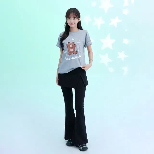 【MAJOR MADE】親膚開衩假兩件喇叭裙褲(假兩件/喇叭褲/女裝長褲)