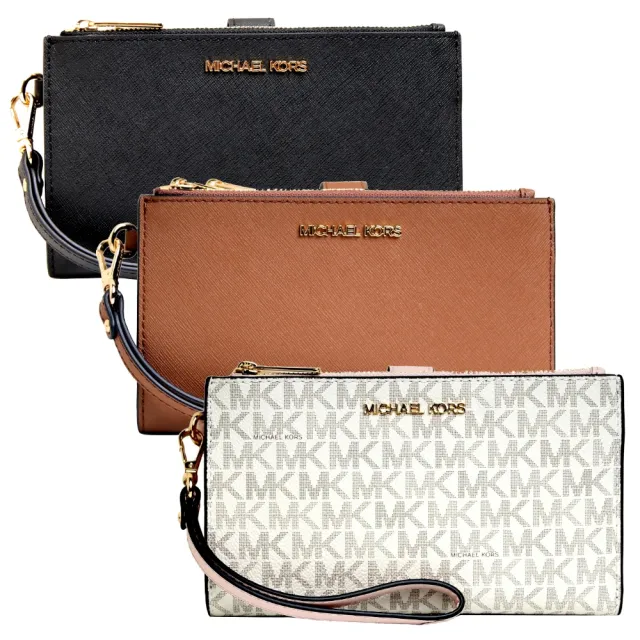 【Michael Kors】MK JET SET TRAVEL防刮皮革多功能雙層手拿長夾/手拿包/手機包/手機長夾/MK長夾(多款任選)