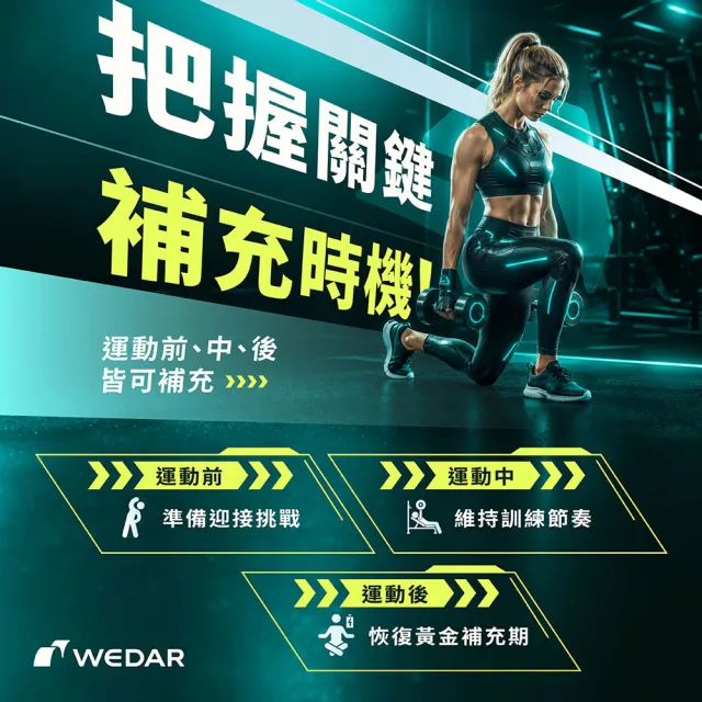 【Wedar 薇達】BCAA支鏈胺基酸粉 1盒(15包/盒.7g/包.左旋麩醯胺酸.隨身包.檸檬百香風味.奶素.運動補給)