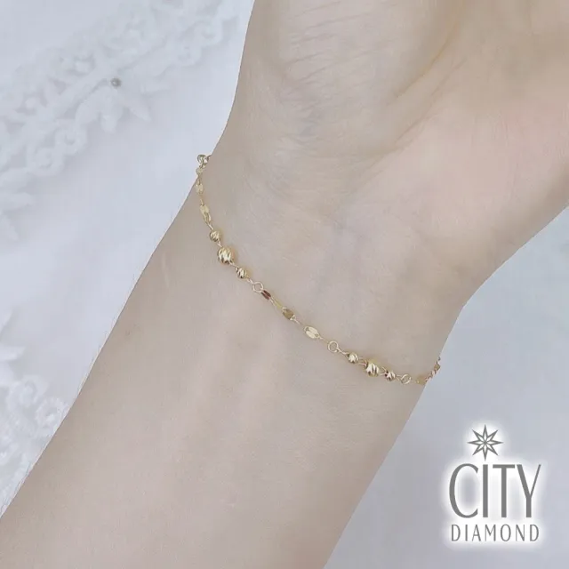 【City Diamond 引雅】18K 日本 刻面閃耀 葉片球 黃K金 手鍊 (東京Yuki表參道系列)