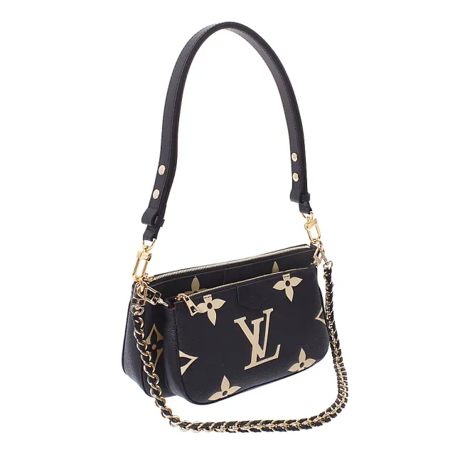 【Louis Vuitton 路易威登】M45777 經典Multi Pochette Accessoires系列兩用款肩背斜背包(全新展示品-黑色)