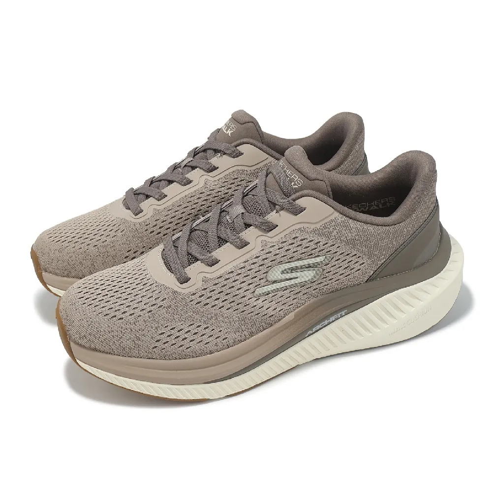 【SKECHERS】健走鞋 Go Walk Max Cushioning Arch Fit 男鞋 棕 米 緩衝 休閒鞋(216354-TPE ...