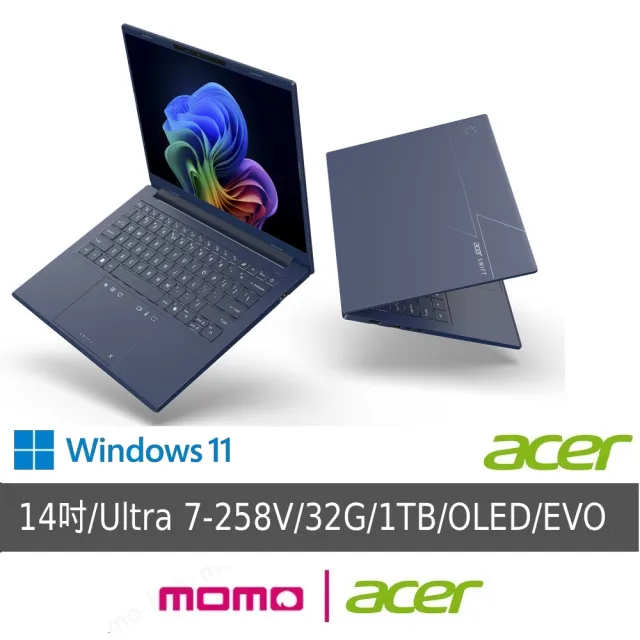 【Acer】微軟M365組★14吋Ultra 7輕薄效能OLED AI筆電(Swift Go/SFG14-75-76T1/Ultra 7-258V/32G/1TB/W11)