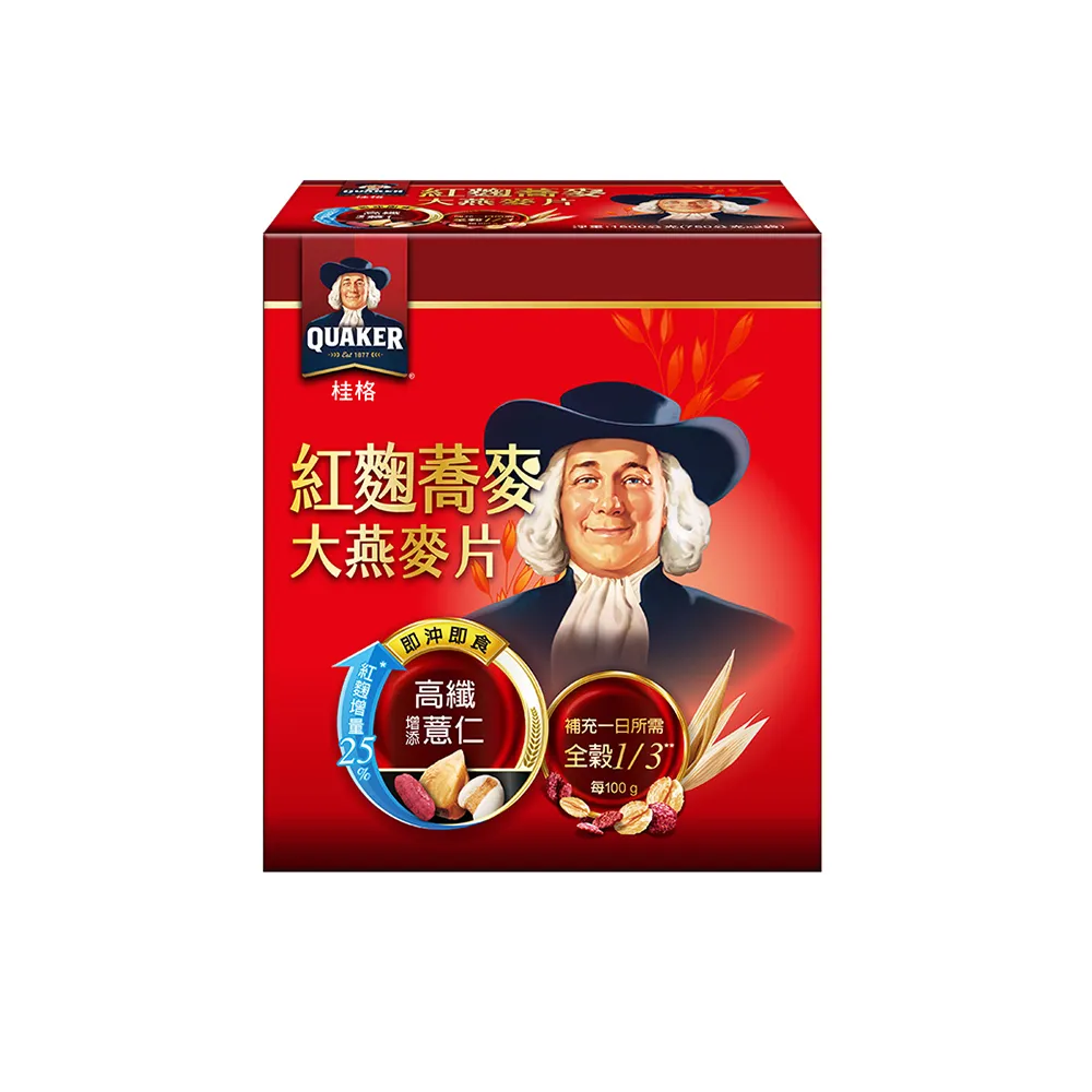 【QUAKER 桂格】紅麴蕎麥健康大燕麥片1500gx1盒