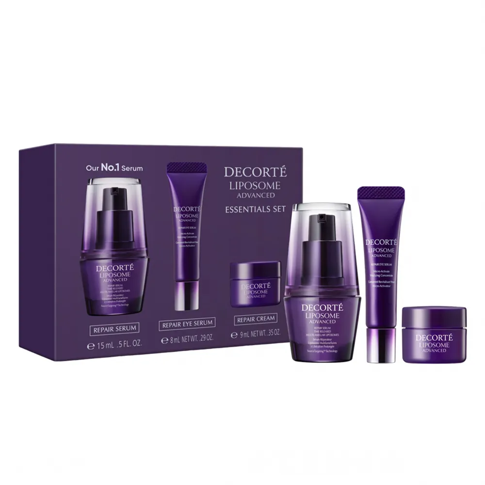 【DECORTE 黛珂】超微導全能修護體驗組(小紫瓶15mL+亮眼精粹8mL+修護霜9mL)