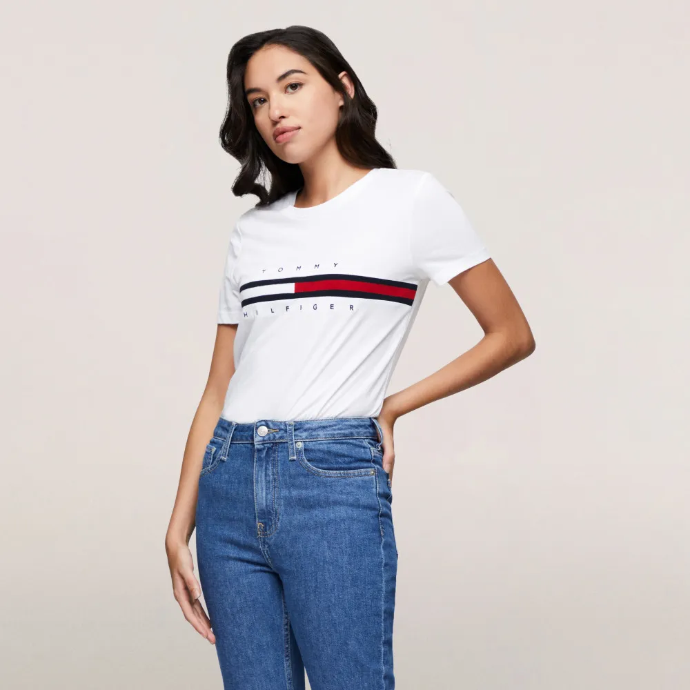 【TOMMY HILFIGER】官方旗艦館 旗幟標誌圖案 T恤_白色