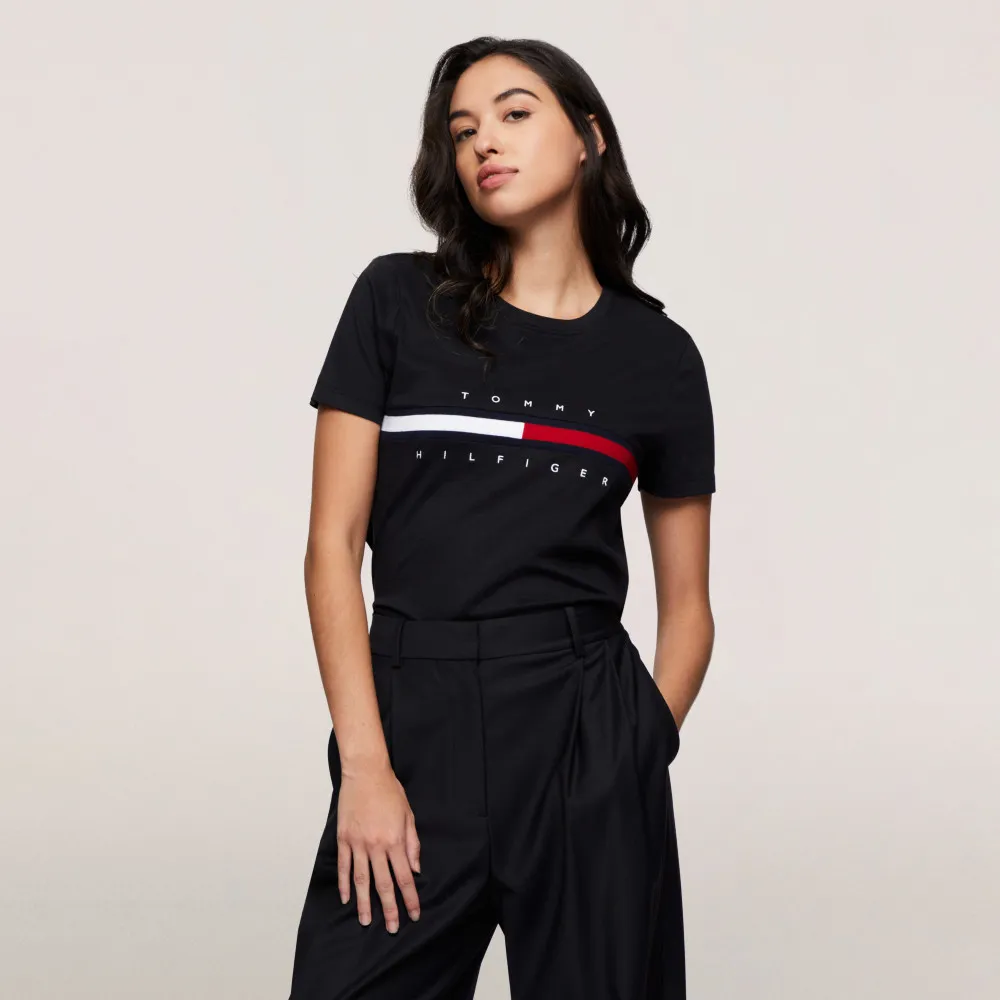 【TOMMY HILFIGER】官方旗艦館 旗幟標誌圖案 T恤_黑色