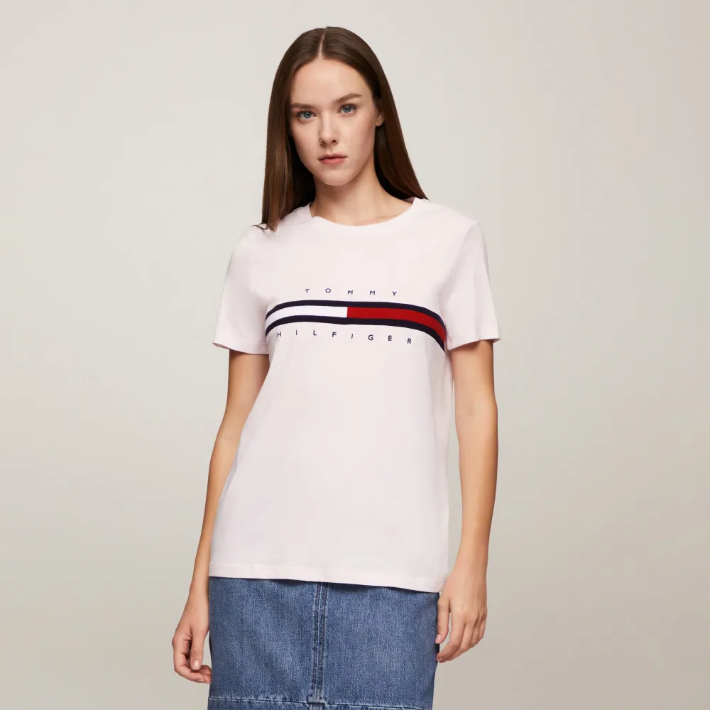 【TOMMY HILFIGER】官方旗艦館 旗幟標誌圖案 T 恤_粉紅色