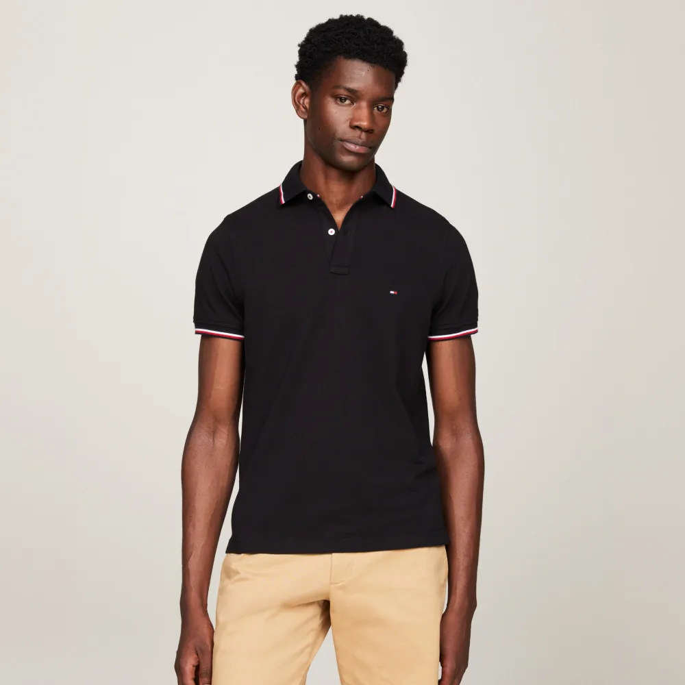 【TOMMY HILFIGER】官方旗艦館 CORE 修身版有機棉 POLO 衫_黑色